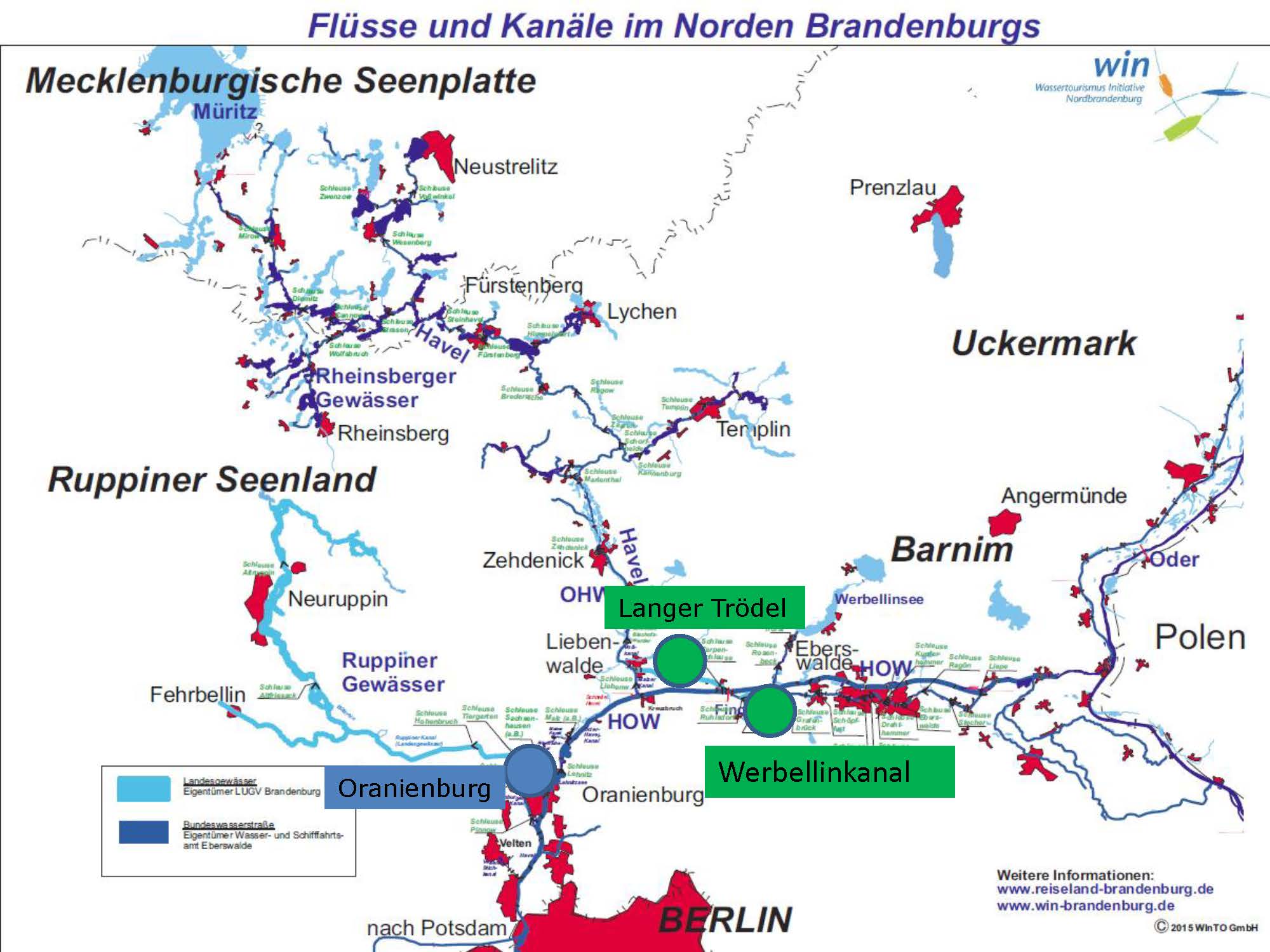 Flüsse und Kanäle im Norden Brandenburgs